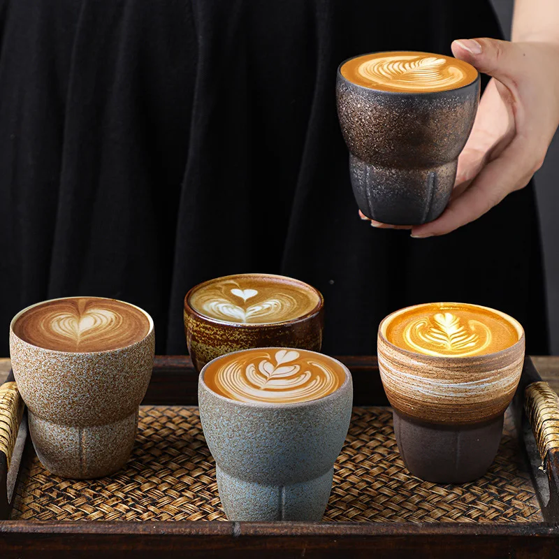 

Керамическая посуда в японском стиле, кофейная кружка для эспрессо, ретро Керамическая чайная чашка кунг-фу, чашка для воды, зеркальные кофе...