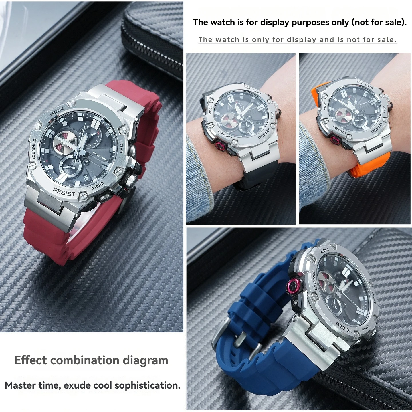 Фото Подходит для G-SHOCK Casio GST-B100 W300G серии S130, водонепроницаемый спортивный силиконовый ремешок для часов, сменные аксессуары. №4