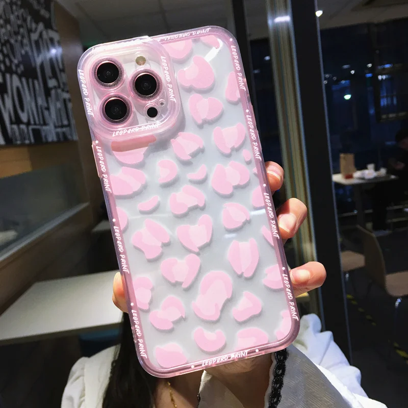Цветной мягкий чехол с леопардовым принтом подходит для iPhone совместим моделями 13