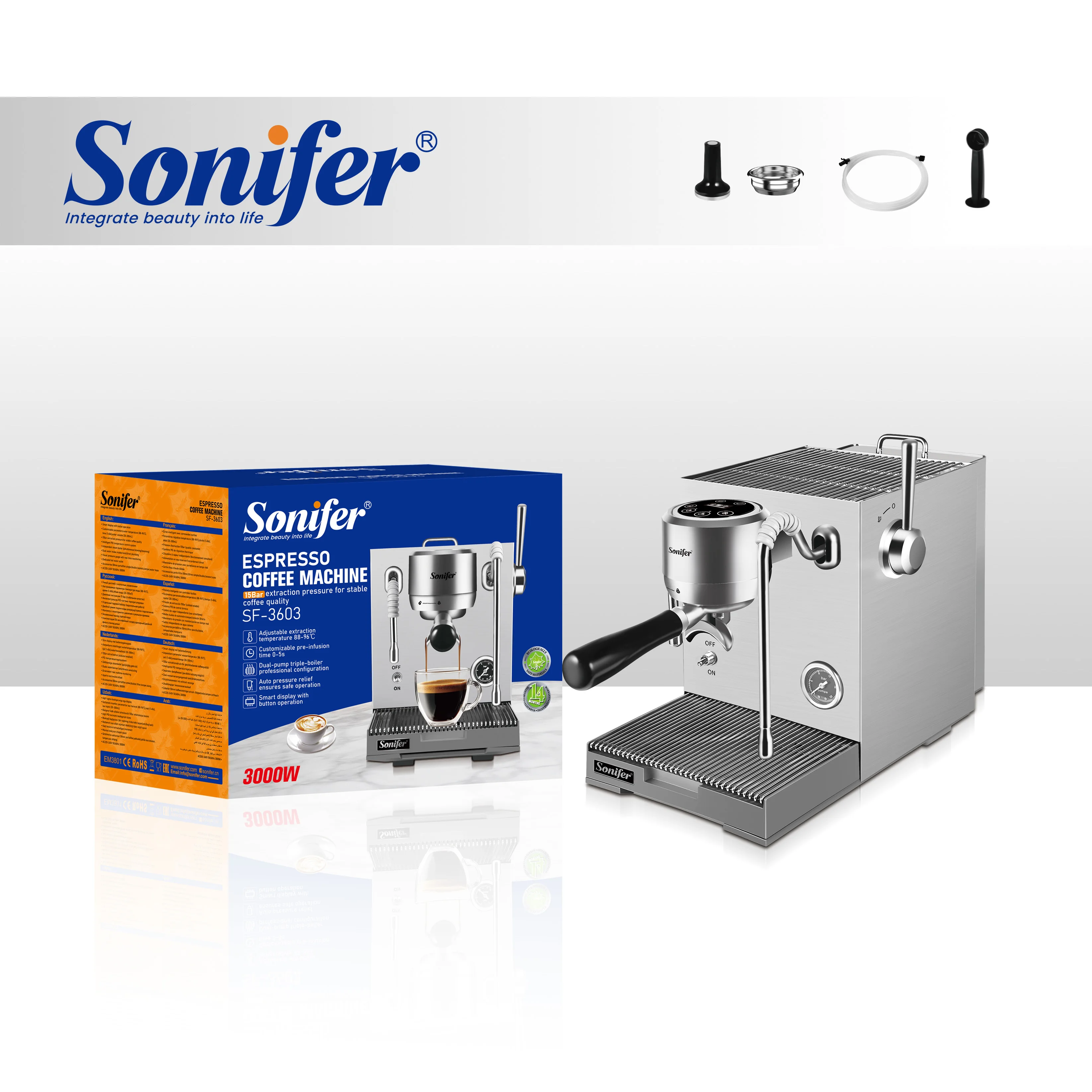 Фото Кофемашина Sonifer SF-3603 Smart Thermostatic: Профессиональная, для дома и коммерческого использования, проста в эксплуатации №3