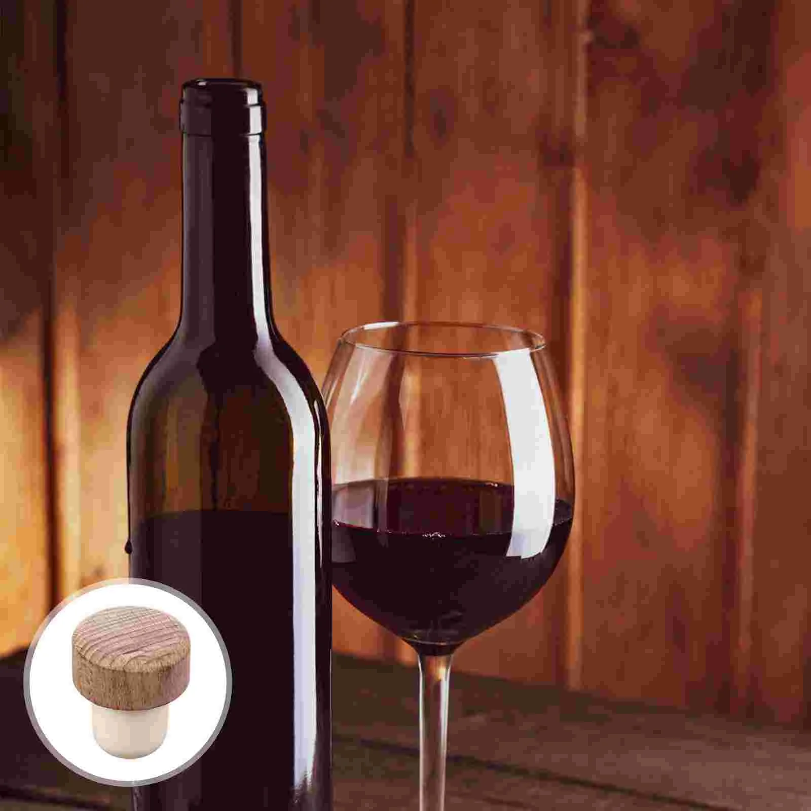 

6 wooden bottle stoppers 29mm reusable decorative cork airtight seal caps topper saver bottle plugs stopper for Glass bottles