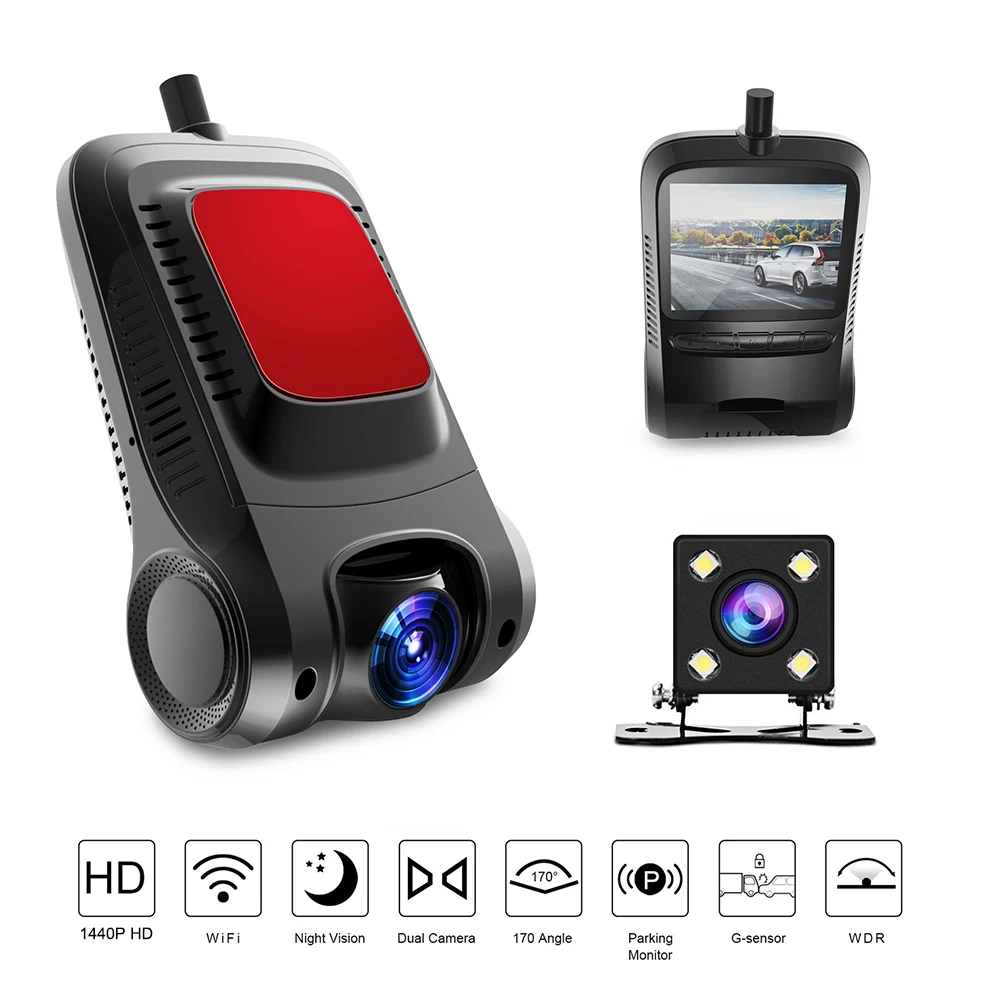 Купи 2K Car DVR 2.0 Full HD 1440P Wi-Fi Dual Lens Rear View Dash Cam Video Recorder Vehicle Dash Camera Car Motion Detector Registrar за 6,251 рублей в магазине AliExpress