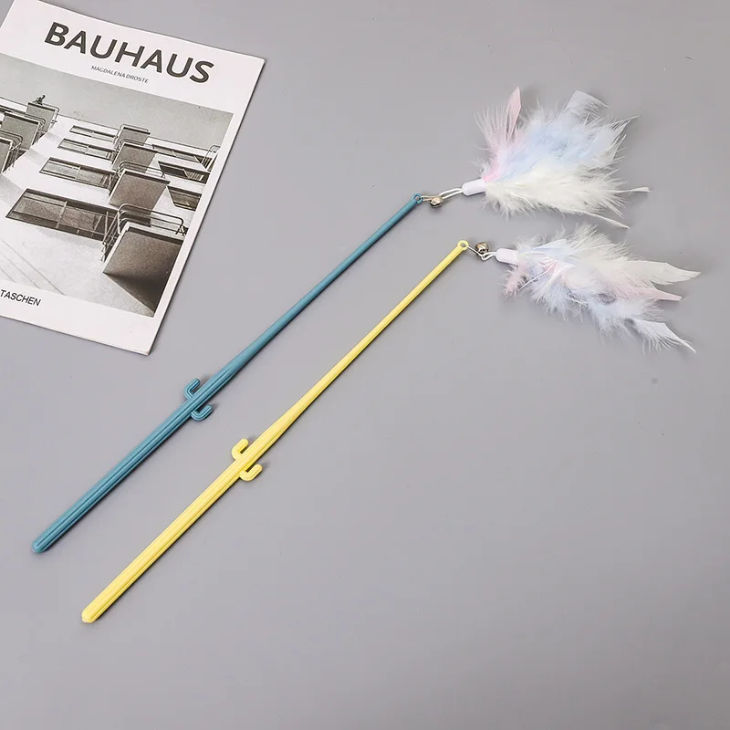 

Cat Stick Feather Toys Interactive Cat Teaser Wand Funy Toy with Bell for Kitten Scratching Training Exercise Indoor Outdoor