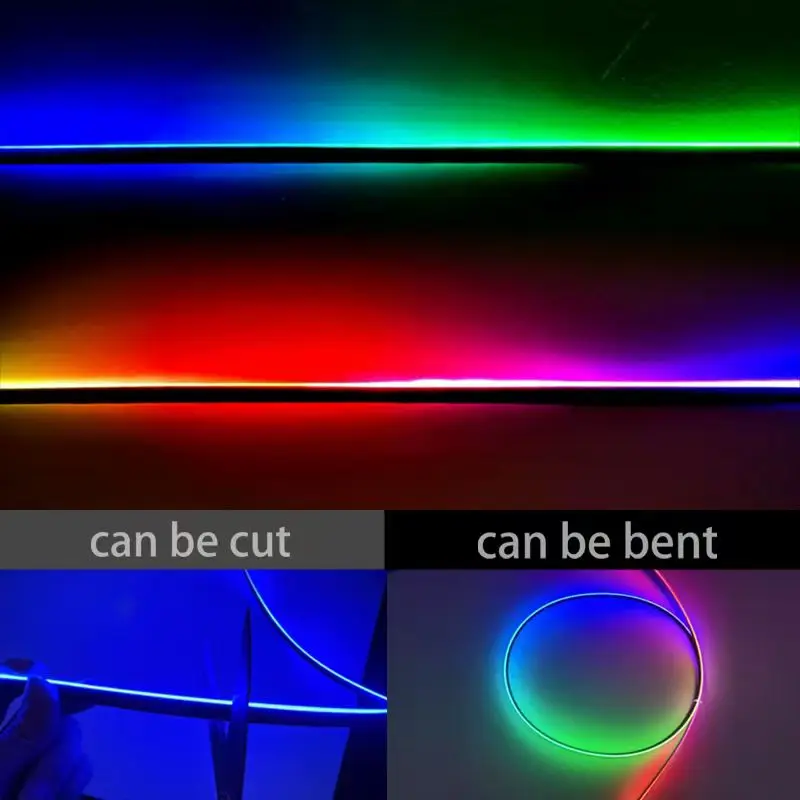 Фото Универсальные светодиодные RGB-ленты 12В для интерьера автомобиля, атмосферная подсветка, управление через USB и приложение, акриловая лента №2