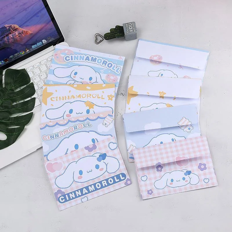 

Kawaii Cartoon Envelope Letter Set Kawaii Cinnamoroll Anime Series Cute Creativity Sanrioed Holiday Greeting Card Gift for Girls