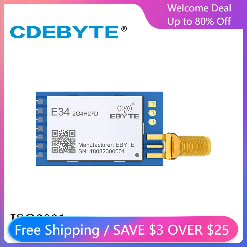 E34-2G4H27D-V2.0 nRF24L01P IoT Беспроводная перестройка частоты UART 2,4 ГГц 27 дБм SMA разъем Uhf nRF24L01 + PA RF модуль