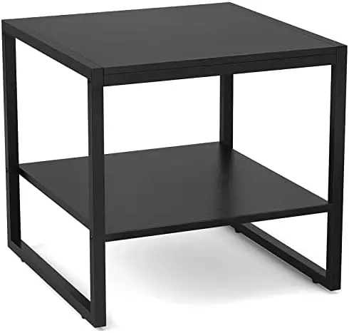 

Стол квадратный, 20 дюймов, современный ночной столик с 2-уровневой полкой для хранения, Маленький журнальный столик для гостиной, деревянная отделка