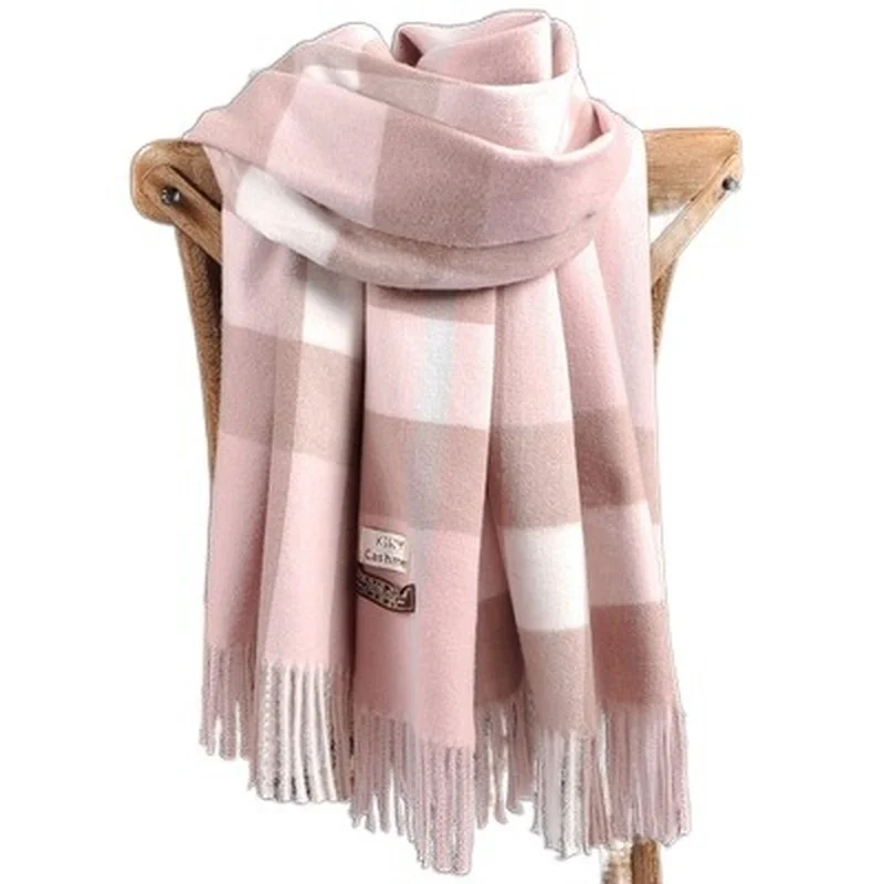2021 Pamwallymensa Women's Scarf Winter Luxury Brand Tippet Scarves for Ladies  Plaid Shawls Warm British Style Thicken Man