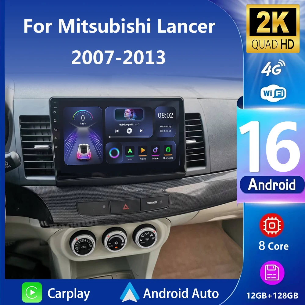 Фото 2din Android 16 авторадио автомобильный радиоплеер для Mitsubishi Lancer 10 CY 2007-2017 Carplay автоэкран GPS-навигация 5G Wi-Fi RDS №1