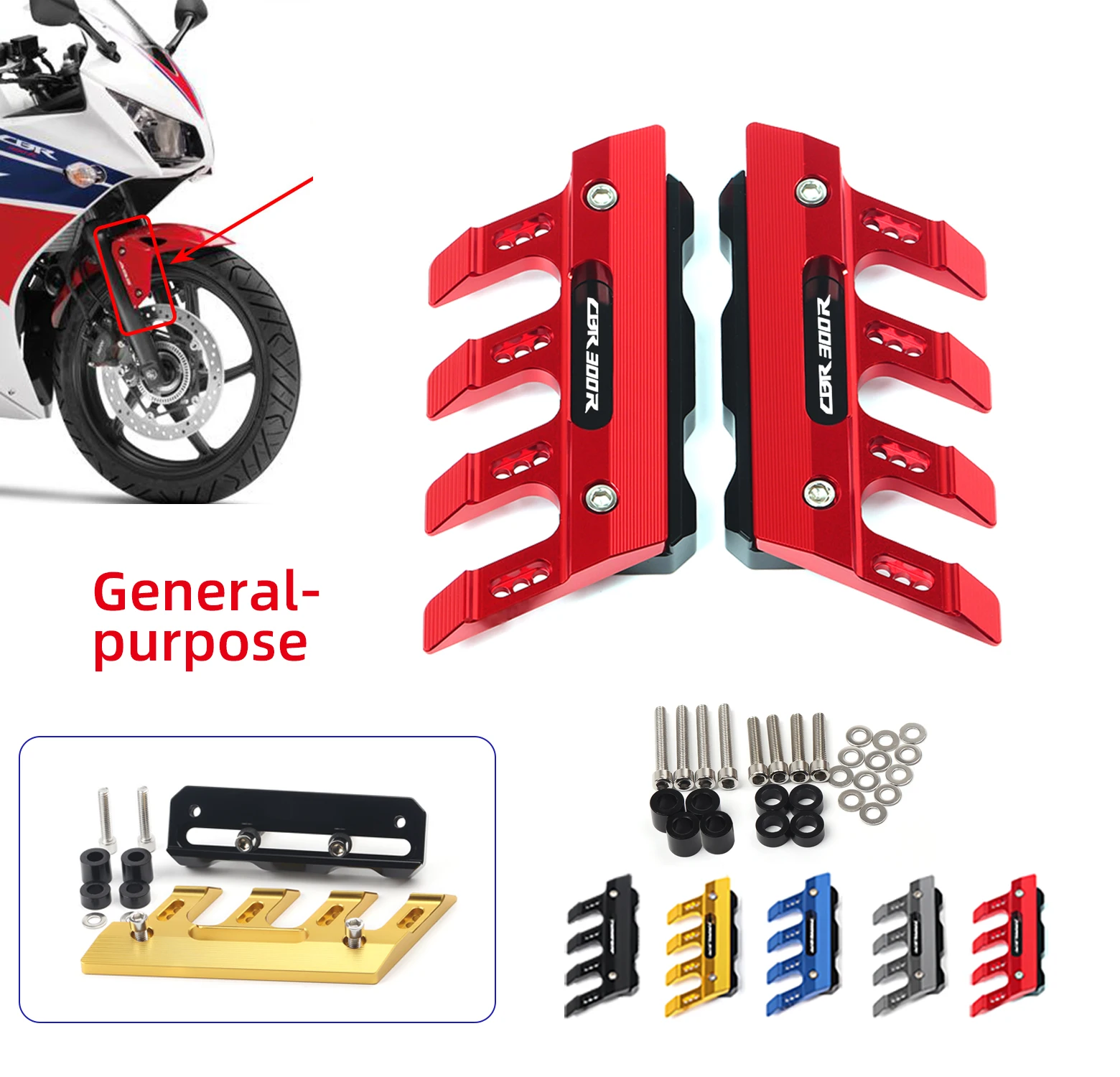 

With Logo For Honda CBR300R Motorcycle Mudguard Front Fork Protector Guard Block Front Fender Anti-fall Slider Accessories