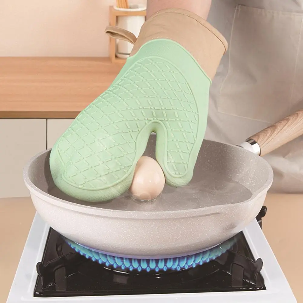 

Перчатки для выпечки, силиконовые варежки премиум-класса для духовки с толстой хлопковой подкладкой, термостойкие перчатки с защитой от ожогов для кухни и выпечки