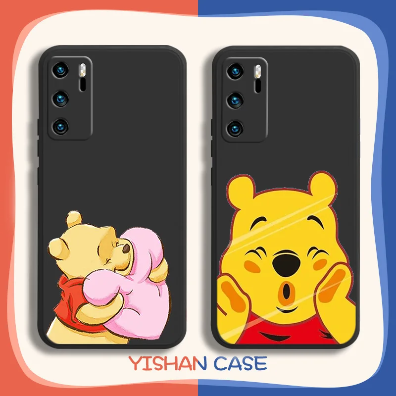 

Disney Winnie The Pooh Anime Phone Case For Huawei P10 P20 P30 P40 P50 Lite Pro 2019 Plus Lite E 5G Black Funda Cover Soft Back