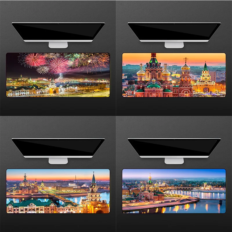 

Большой коврик для мыши с изображением архитектуры России и пейзажа, компьютерный игровой Настольный коврик для ноутбука, домашний и офисн...