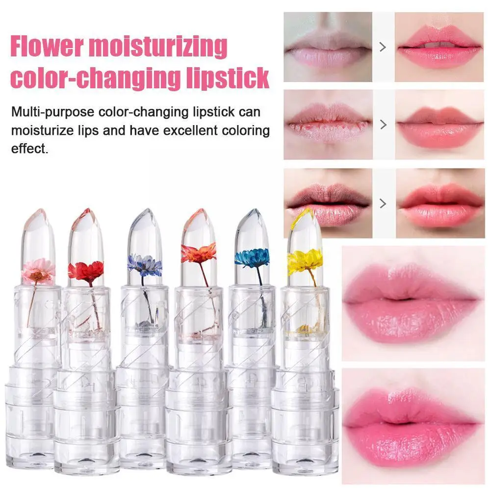 

Crystal Flower Jelly Lipstick Long Lasting Nutritious Gloss Moisturizing Balm Temperature Balm Changing Magic Lip Lip Lip C N3X5