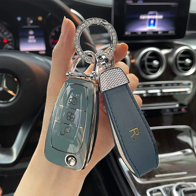 

Leather Keyring Folding Key Car Key Case Cover for Ford Focus 2 3 MK3 ST RS Ecosport Kuga Escape Fiesta Fold C-Max S-Max Mondeo