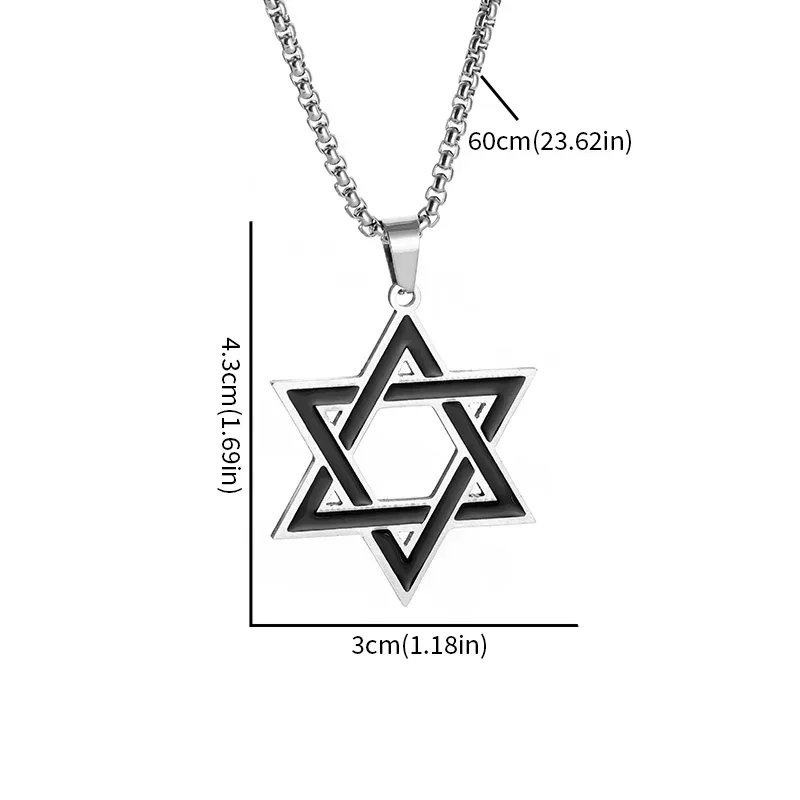 Ожерелье мужское/женское из нержавеющей стали с кулоном в виде шестиугольной