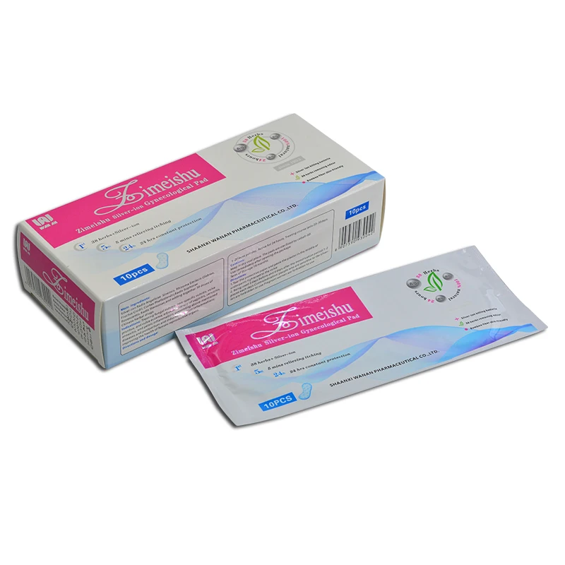 

40 Pcs/4 Packspcs Zimeishu Silver-ion Cure & Care Sanitary Gynecolgical Feminine Hygiene Napkin Medical Panty Liner Cotton Anion
