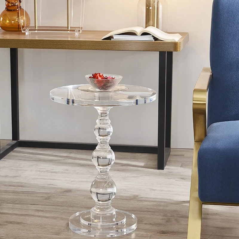 

Nordic Acrylic Coffee Table Transparent Simple Modern Crystal Italian Designer Sofa Corner Round Table Coffee Bar Decor Tables