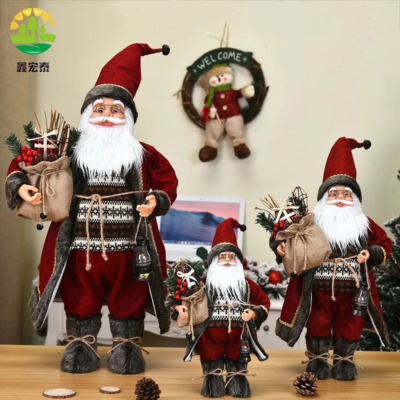 Christmas Rose Red Robe Santa Claus Doll Ornaments Christmas Gifts Holiday Home Window Hotel Decorations Home Decor Navidad