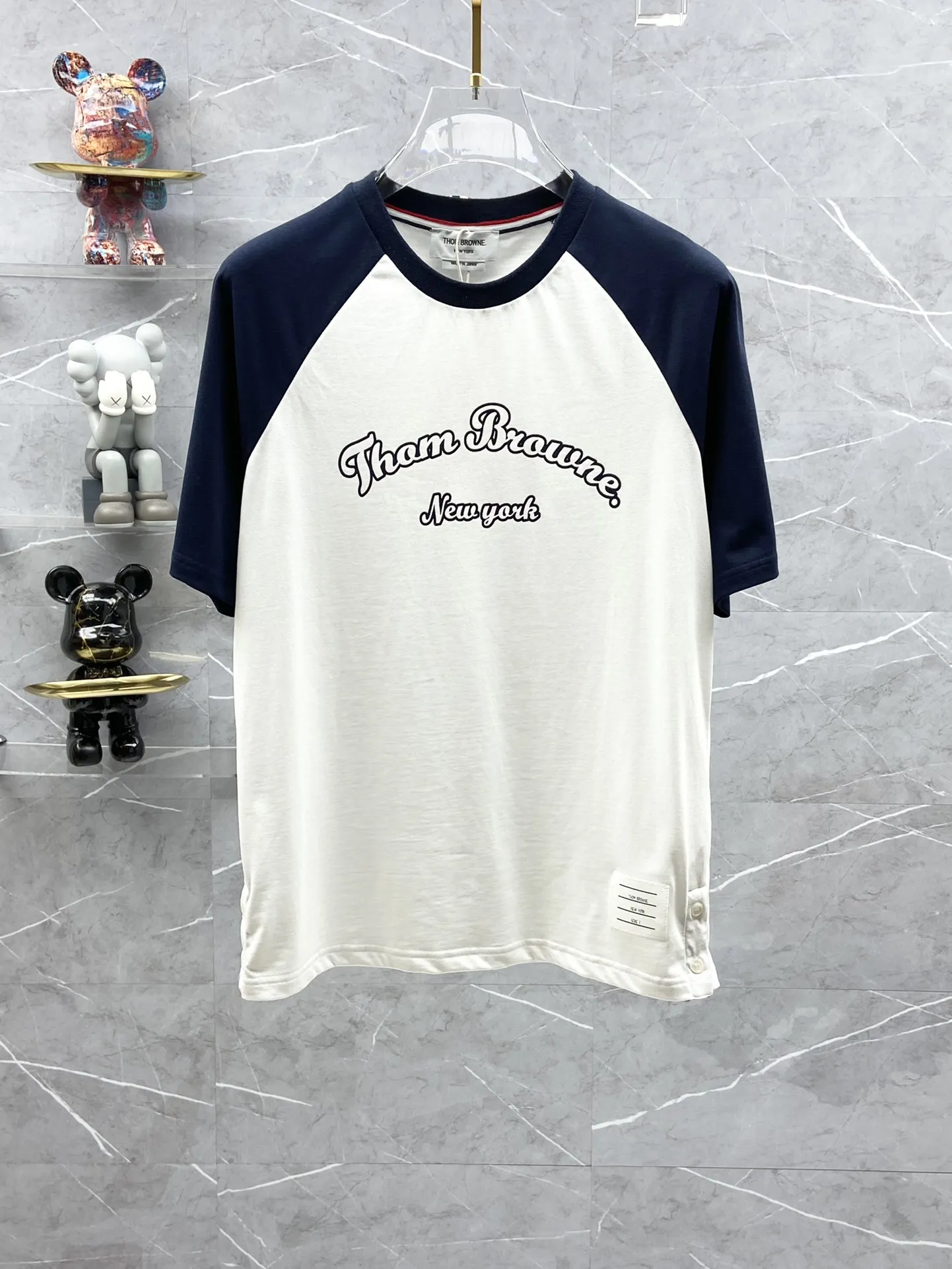 

TB THOM latest letter LOGO color matching short-sleeved high-quality cotton men's half-sleeve men clothing t shirt