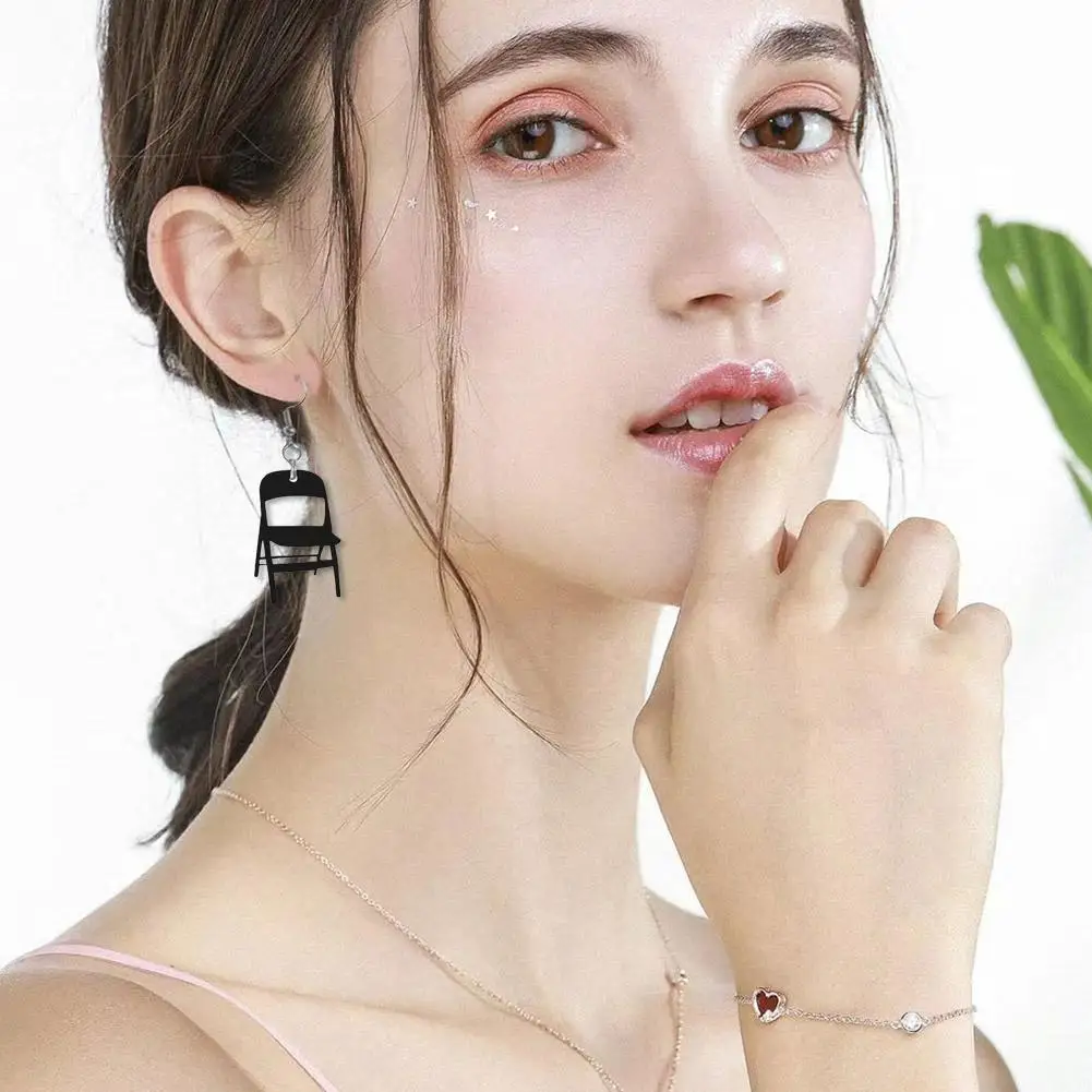 Складные серьги в стиле хип-хоп на стул забавные акриловые серьги-подвески