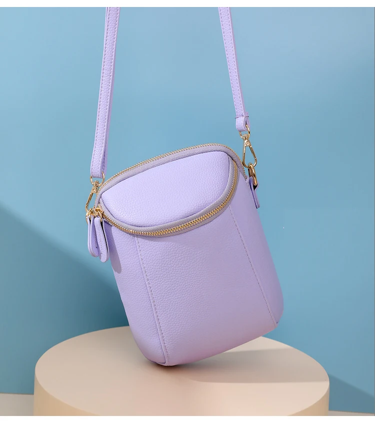 

Fashion Simple PU Leather Women Crossbody Bags High Capacity Bucket Messenger Bag Female Solid Mobile Phone Purse Bags for Women