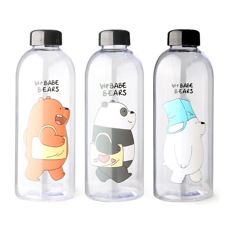 Бутылка для воды Panda с соломинкой 1000 мл чашка медведем прозрачные пластиковые