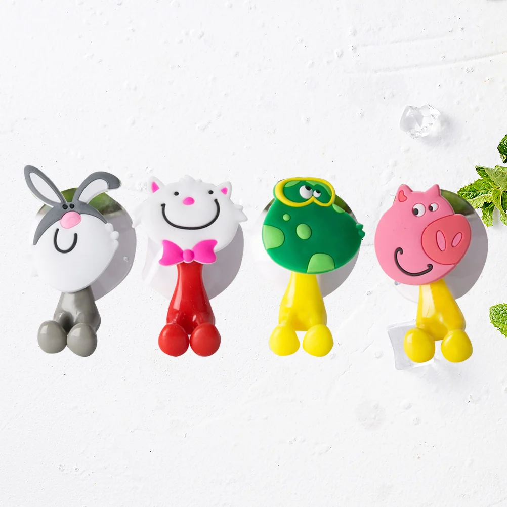 

4pcs Toothbrush Holder Cartoon Animal Multifunctional Toothbrush Rack Toothbrush Holder Bathroom Accessories for Home