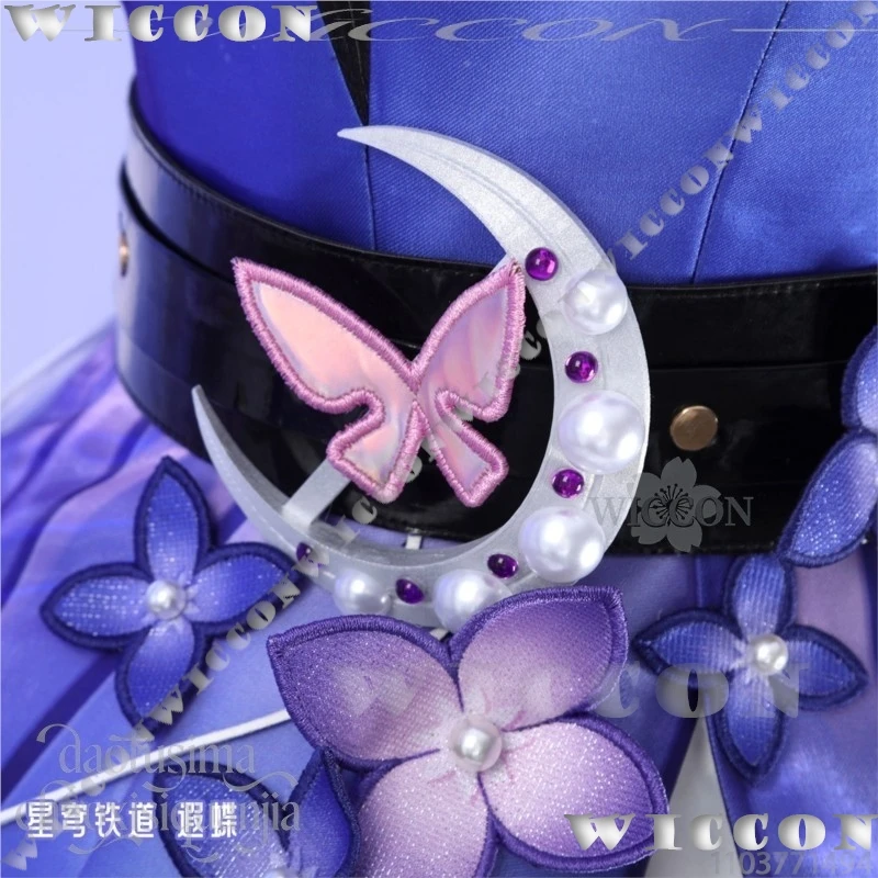 Фото Костюм для косплея по игре Honkai Star Rail: Новое платье Castorice Gossamer Flutter Purple Butterfly Train Dress, парик Лолита, для Навидада и Карнавала №4