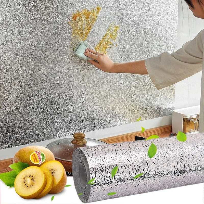 

Kitchen Anti Lampblack Self Adhesive Wallpaper Oil-Proof Waterproof Backsplash Anti-Fouling Aluminum Foil Gas Stove 3D Sticker