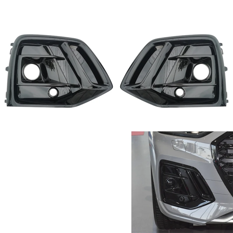 

Car Glossy Black Front Left Bumper Fog Light Cover Front Bezel Racing Grille With ACC Hole For Q5 2021 2022