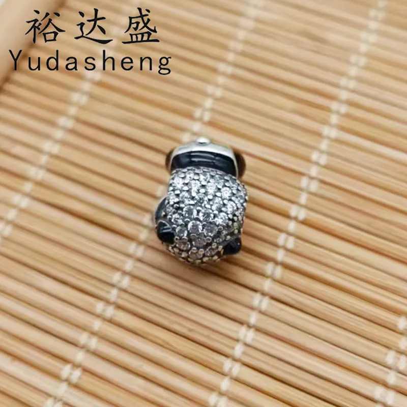 

Ювелирные изделия высокого качества, черная эмаль, милая панда, бусины, подвеска с паве из циркония