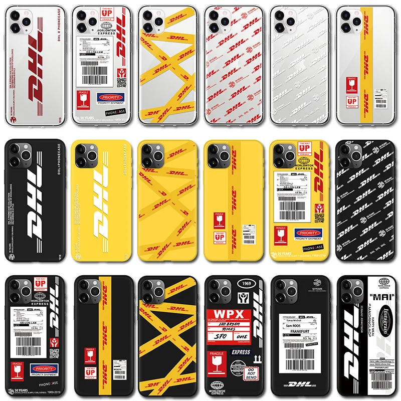 

DHL Hot Express 50th Anniversary Edition Label Case For iPhone 11 12 13 Pro X XS Max mini XR SE 2 2020 6 6S 7 8 Plus Back Cover