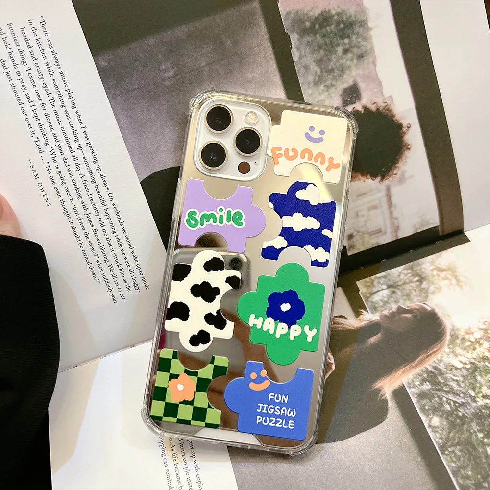 Personality Mirror Whimsy Puzzles Phone Case For iphone 14 13 12 11 Pro Max X XR XSMAX 7 8 Plus SE TPU Case Cover New Products