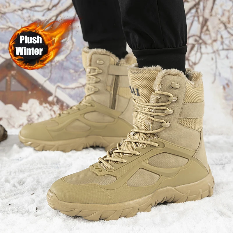 

Winter Boots for Men Military Tactical Boots 2023 Top Quality Work Shoes Lightweigh Outdoor Combat Motocycle Male Hunting Boots