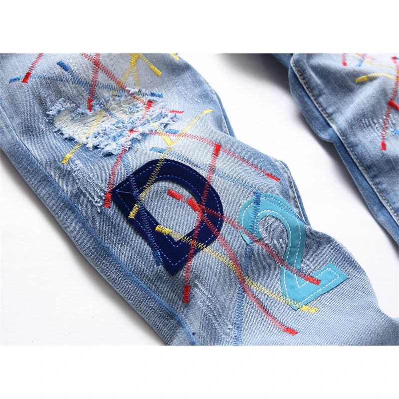 Men's Hip Hop Youth Street Tide Jeans High Quality Brand Designer Casual Style Denim Pants 2023 New Fashion Men Trouser Big Size