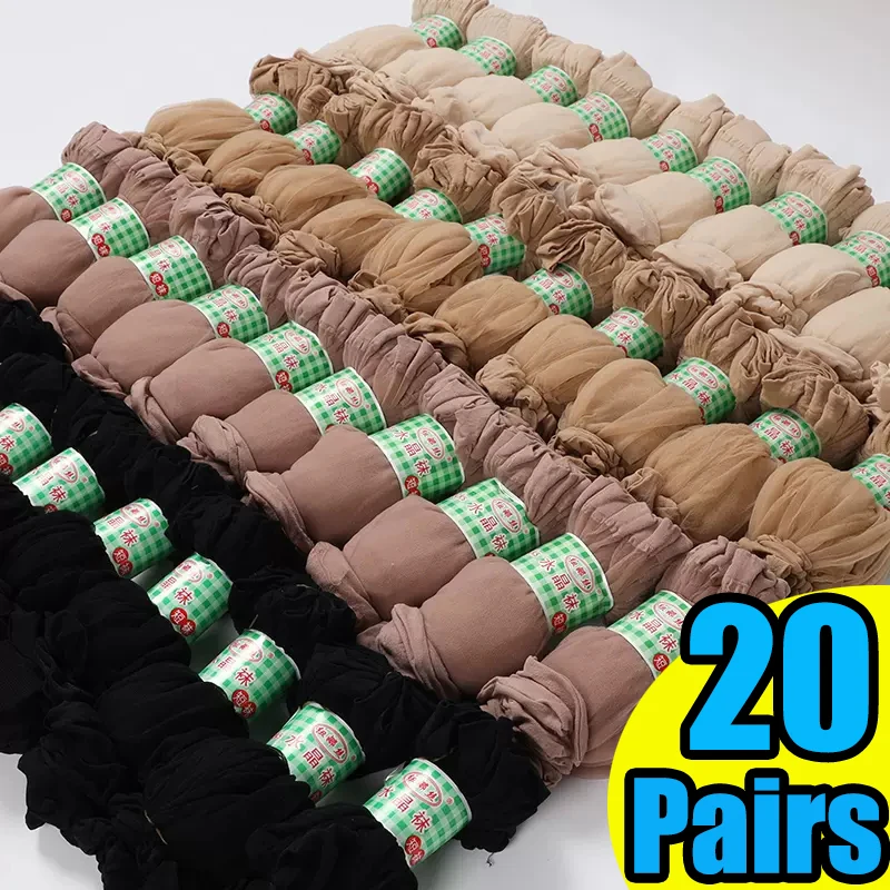 

20Pairs Summer Ultra-thin Transparent Socks High Quality Women Socks Elastic Thin Silk Female Ladies Invisible Ankle Short Socks