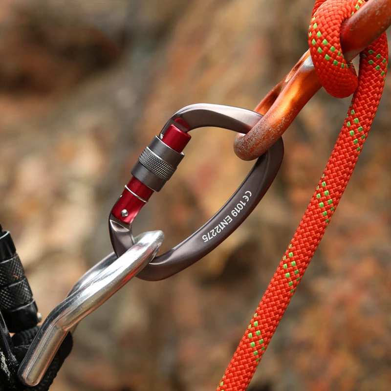 

25Kn Mountaineering Caving Rock Climbing Carabiner D Shaped Safety Master Screw Lock Buckle Escalade Equipement High Quality