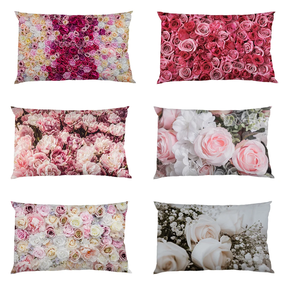 

Flower Rose Pillowcase Pink Daisy Cushion Cover Home Decor Vintage Lily Tulip Throw Pillow Car Sofa Chair Retro Decoration 30x50