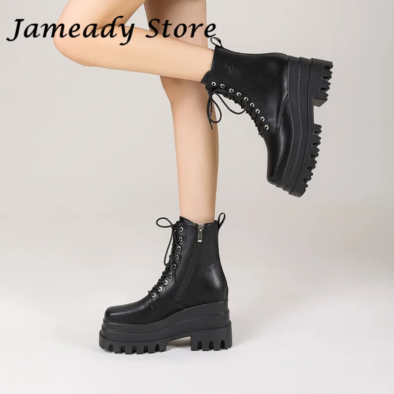 

Women Spice Punk Short Boots Chunky High Heel Ankle Boots Thick Platfrom Mid Boots Lady Autumn Winter Street Wear Shoes Botas