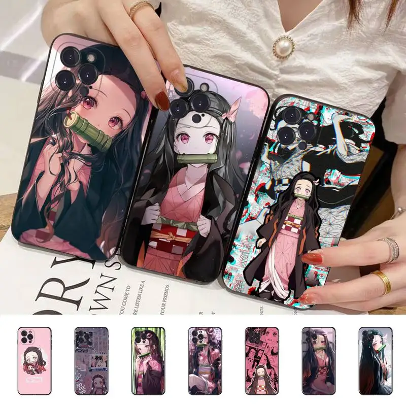 

YNDFCNB Nezuko Demon Slayer collage Phone Case for iPhone 11 12 13 mini pro XS MAX 8 7 6 6S Plus X 5S SE 2020 XR case