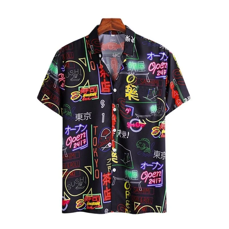 

Casual Japanese Style 3D Printing Short Sleeve Shirts for Men Street 2022 Hawaii Beach shirts Hip hop Fashion Harujuku Men Shirt