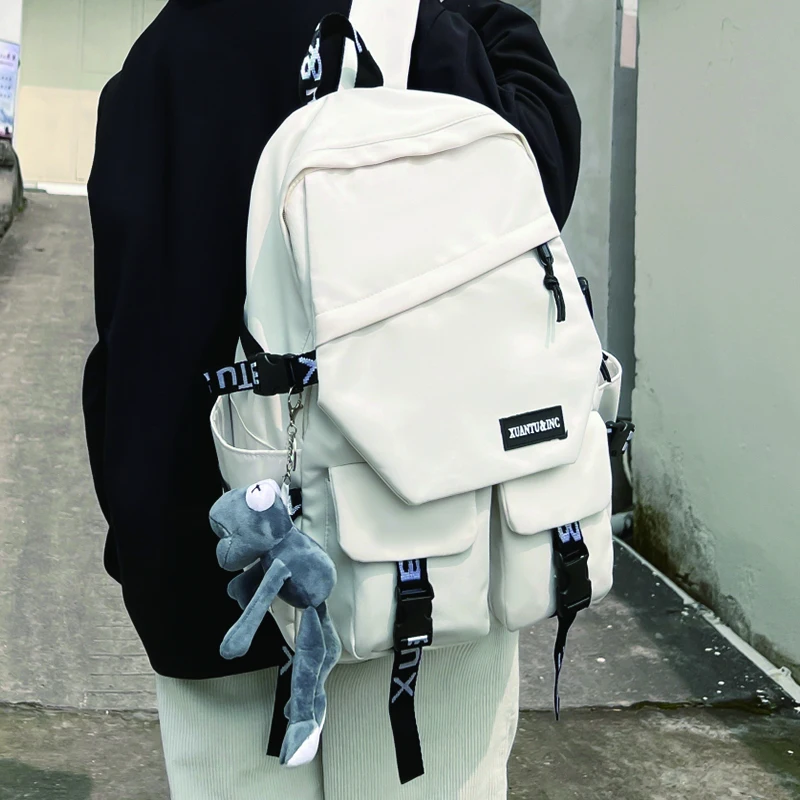 

2022 New Backpacks for Women Solid Color Nylon School Bookbag Female Student Large Capacity Rucksack Ladies High Quality Mochila