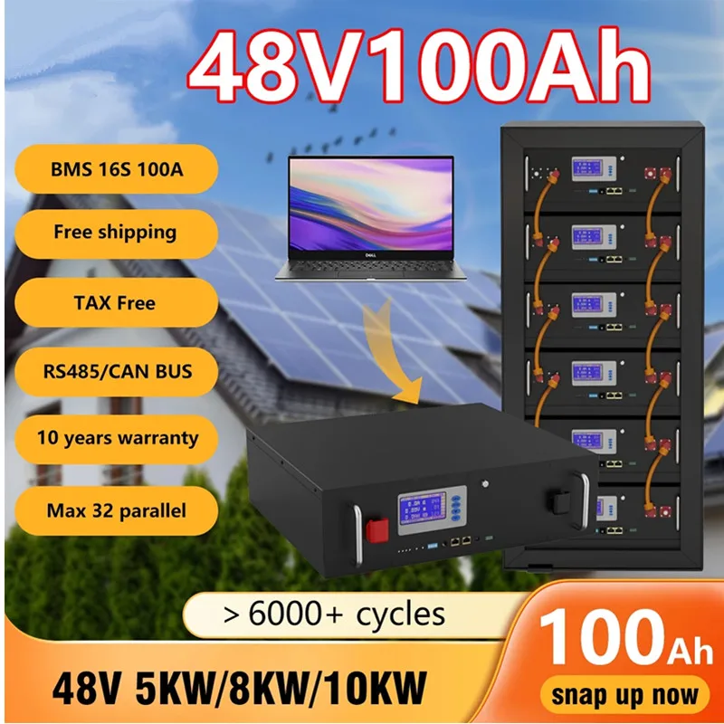 

Lifepo4 48v 200ah Solar Lithium Battery 51.2v 5kw Battery 6000+rs485 Cycles/can Max 32 Parallel for Inverter Lifepo4 100ah
