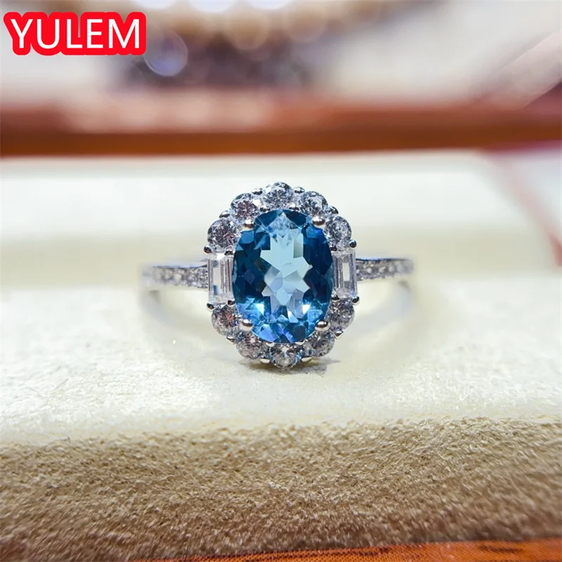 Фото Натуральный топаз YULEM 6x8 мм, лондонский синий, с серебром 925 пробы, для изысканных ювелирных украшений, подарок для женщин №4