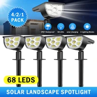 litom 68led adjustable solar garden light ip65 super bright landscape with 3 modes wall light outdoor solar lamp spotlight home