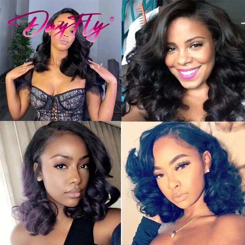 Свободные волнистые пучки с застежкой 4x4 бразильские человеческие волосы 5 шт.