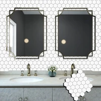 wostick removable peel self adhesive white hexagon tile backsplash wall sticker vinyl bathroom kitchen diy home decor
