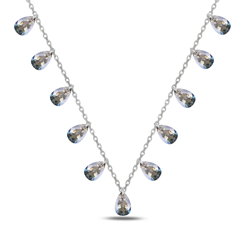????? シルバー925ブラブラドロップジルコン石のネックレス