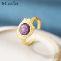 jellystory 925 sterling silver amethyst open rings for women simple purple gemstone irregular wedding anniversary fine jewelry